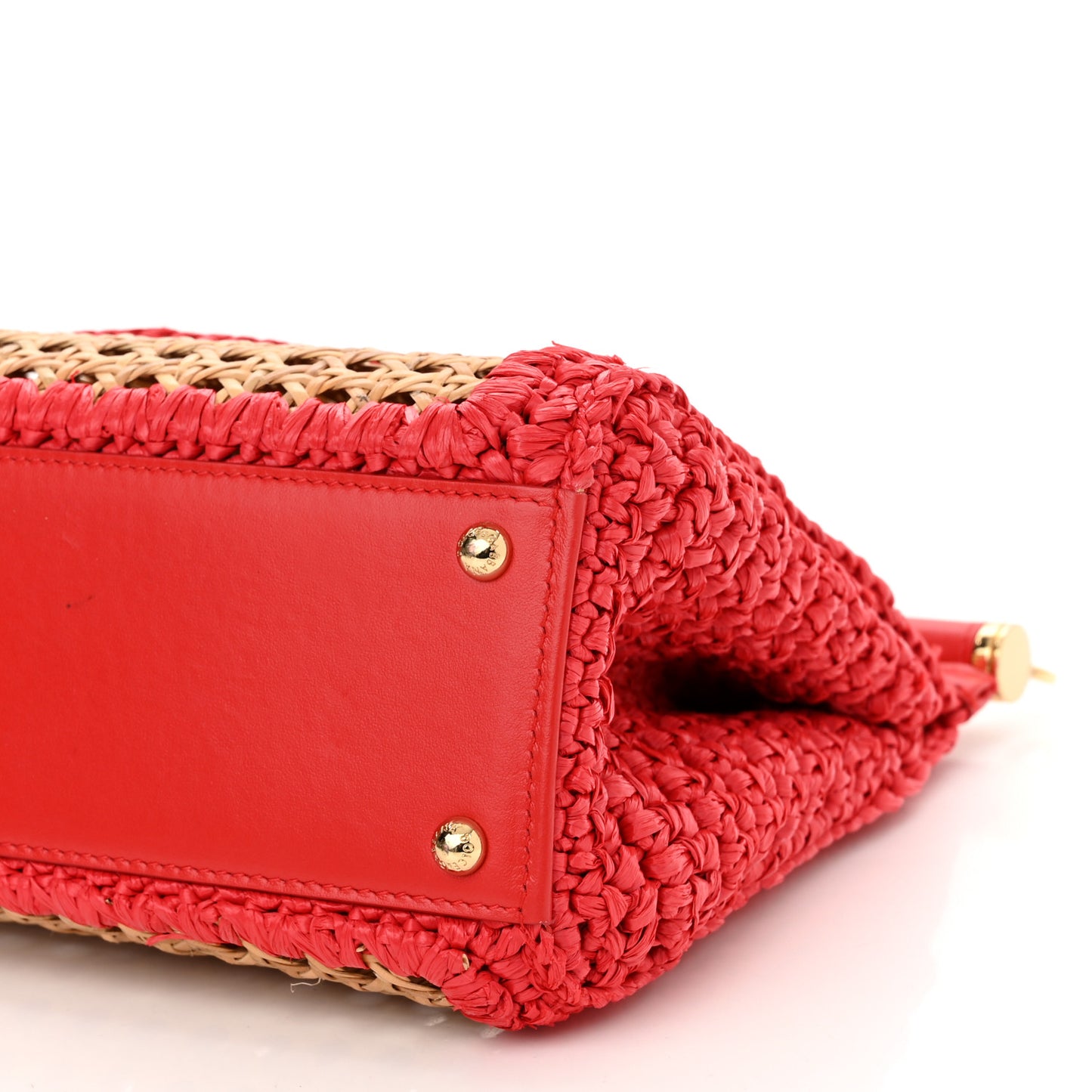 Woven Raffia Miss Sicily Satchel Red