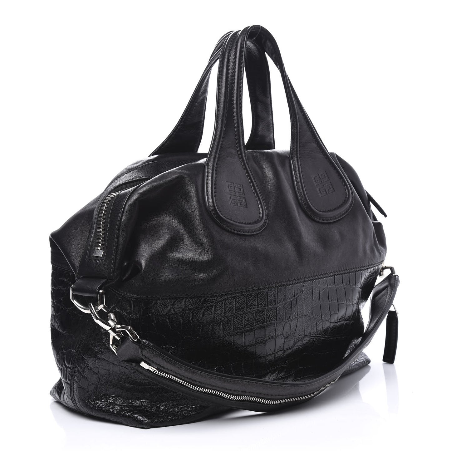 Calfskin Crocodile Embossed Medium Nightingale Black