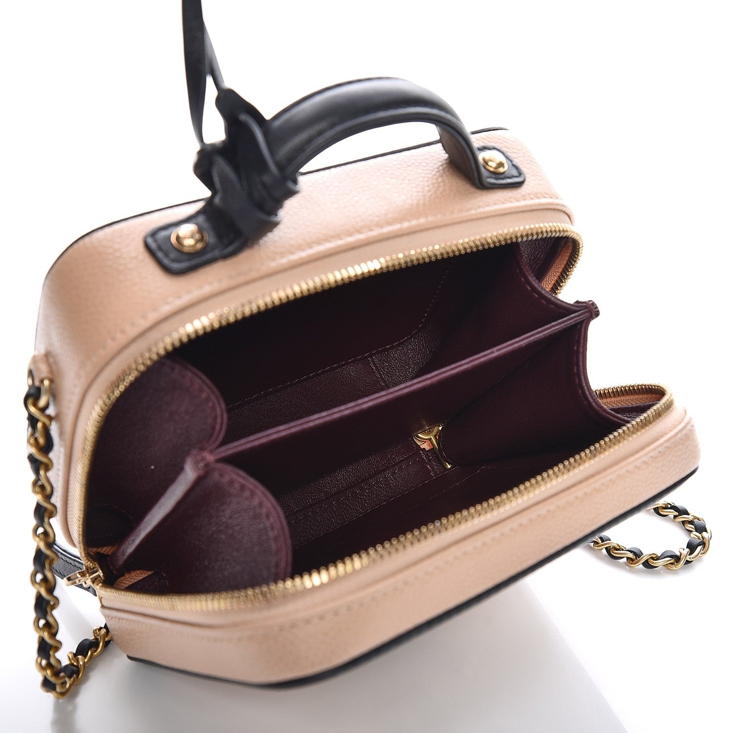 Chanel Caviar Quilted Small CC Filigree Vanity Case Beige Black 6 of 9