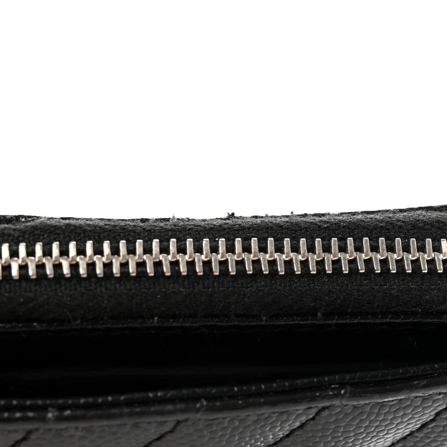 Saint Laurent Grain De Poudre Matelasse Chevron Monogram Compact Zip Around Wallet Black 10 of 10