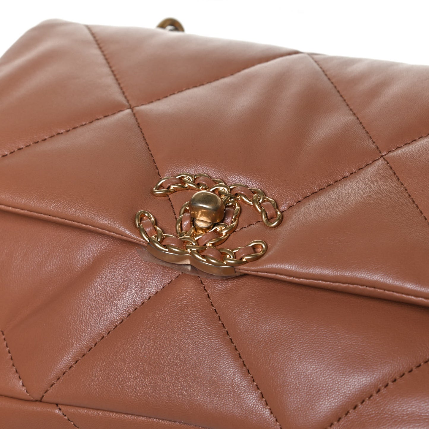 Lambskin Quilted Medium Chanel 19 Flap Light Brown