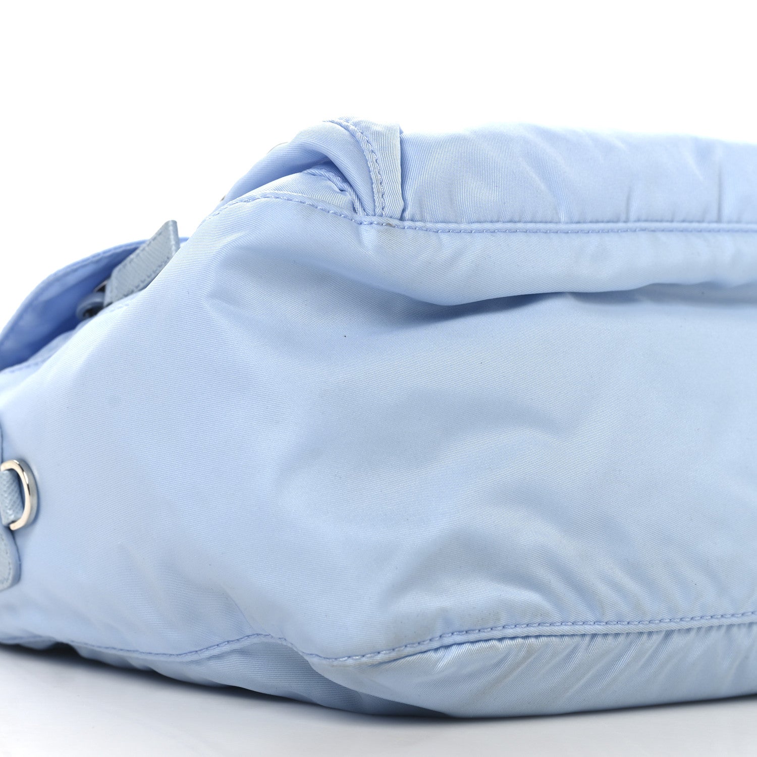 Prada Re-Nylon Vela Saffiano Pocket Double Buckle Messenger Shoulder Bag Celeste 8 of 11