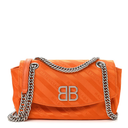 Balenciaga Nylon Jacquard Diagonal Logo S BB Round Shoulder Bag Orange Sanguine 1 of 8