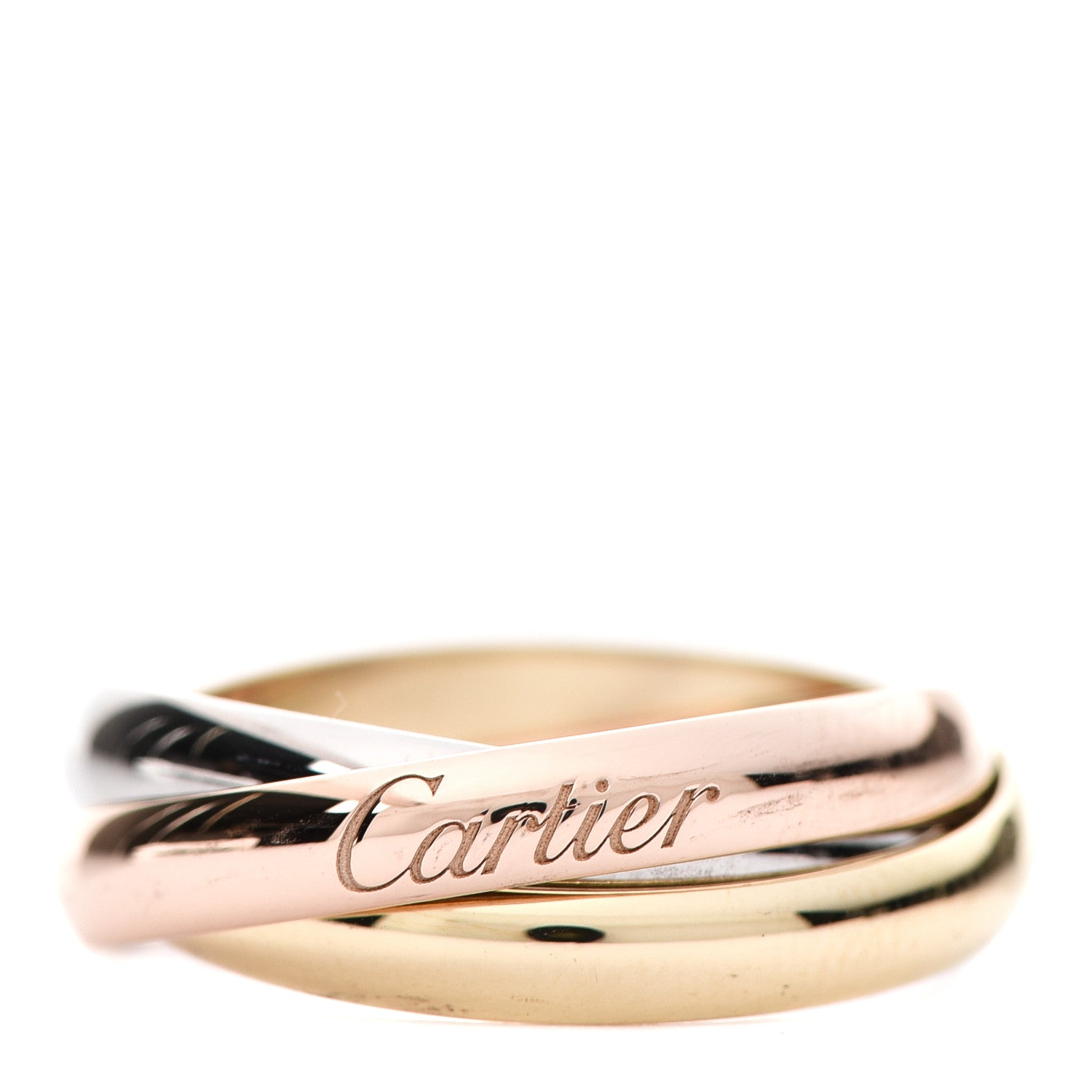 Cartier 18K Pink Yellow White Gold Small Trinity Ring 51 5.75 1 of 5