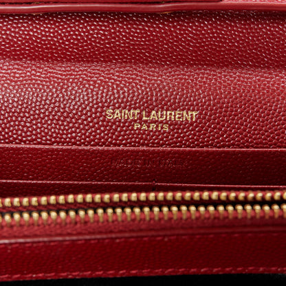 Saint Laurent Grain De Poudre Matelasse Chevron Monogram Chain Wallet Red 6 of 9