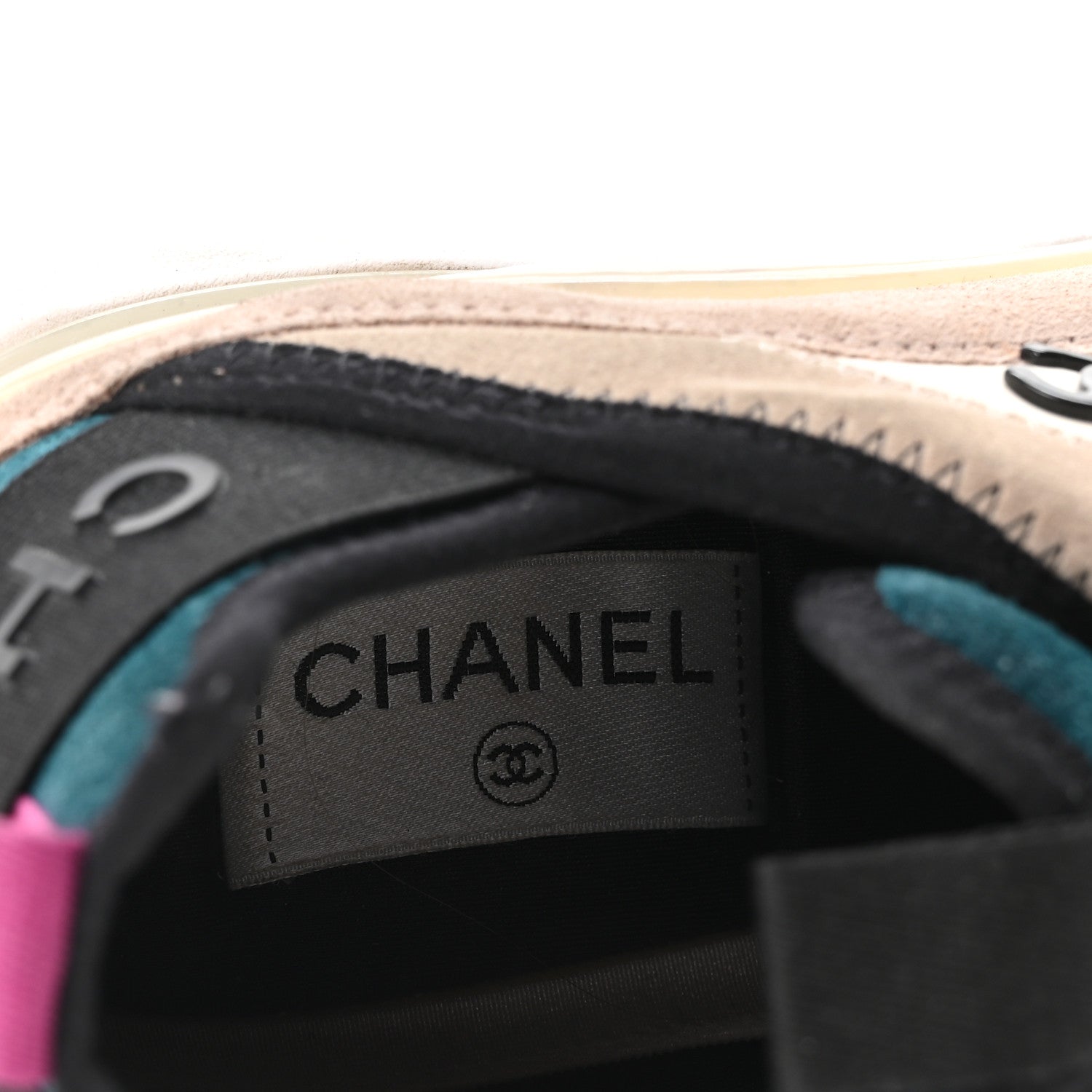 Chanel Suede Calfskin Nylon Grosgrain CC Sneakers 37 Beige Pink 8 of 9