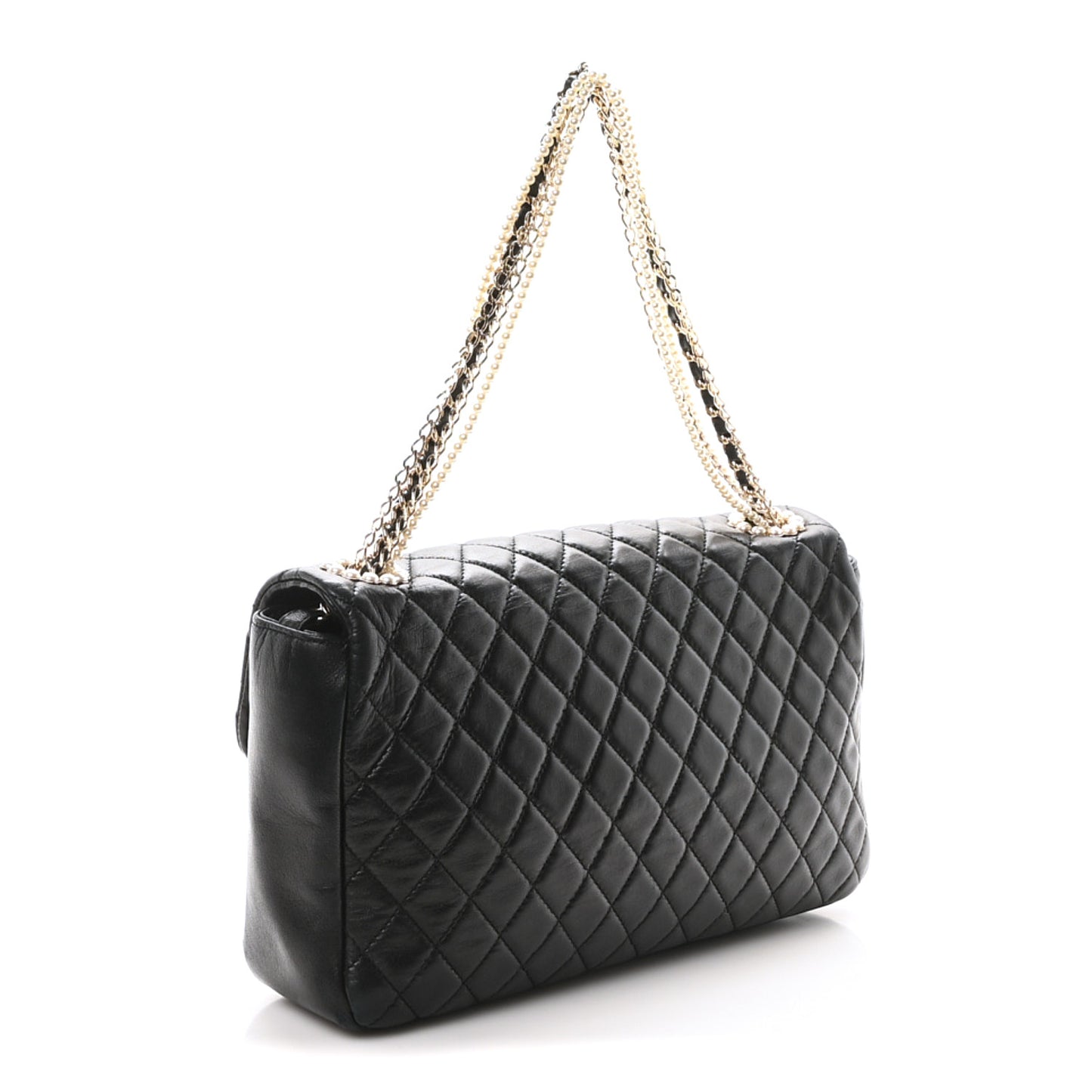 Lambskin Quilted Medium Westminster Pearl Flap Black
