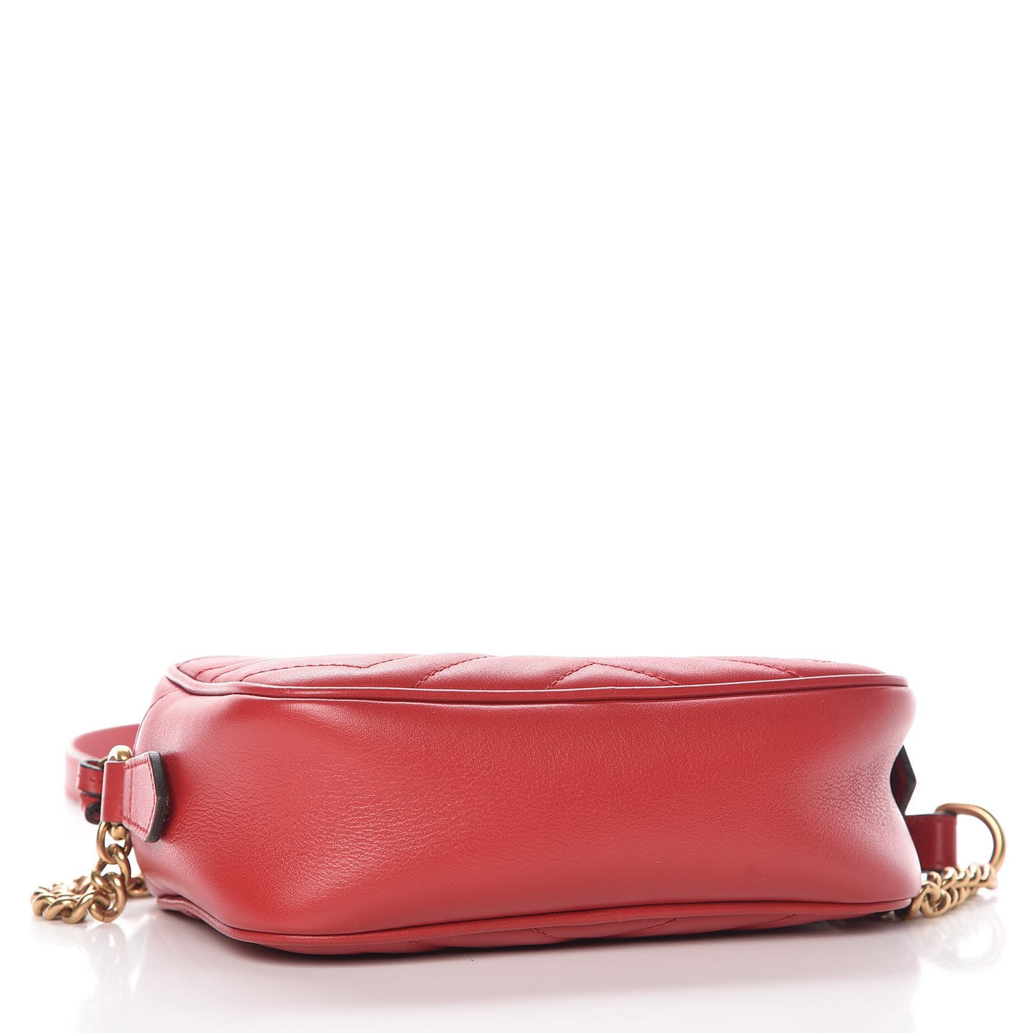 Calfskin Matelasse Mini GG Marmont Chain Shoulder Bag Hibiscus Red