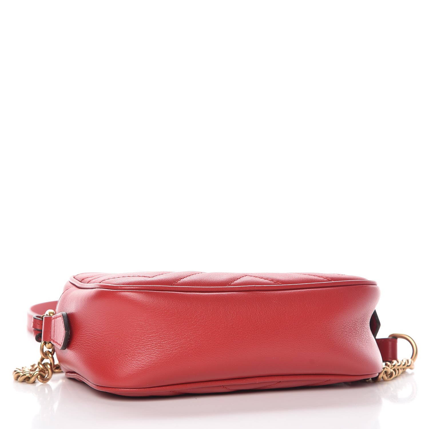 Gucci Calfskin Matelasse Mini GG Marmont Chain Shoulder Bag Hibiscus Red 4 of 7