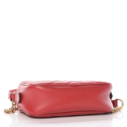 Gucci Calfskin Matelasse Mini GG Marmont Chain Shoulder Bag Hibiscus Red 4 of 7