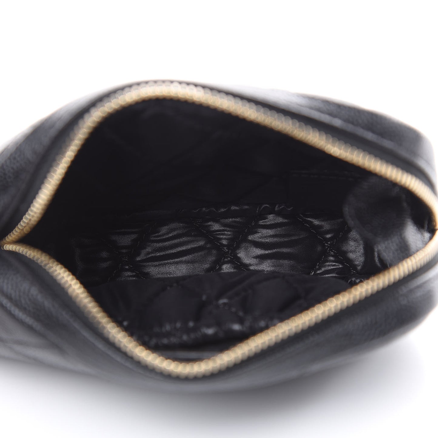 Caviar Quilted Small Curvy Pouch Cosmetic Case Black