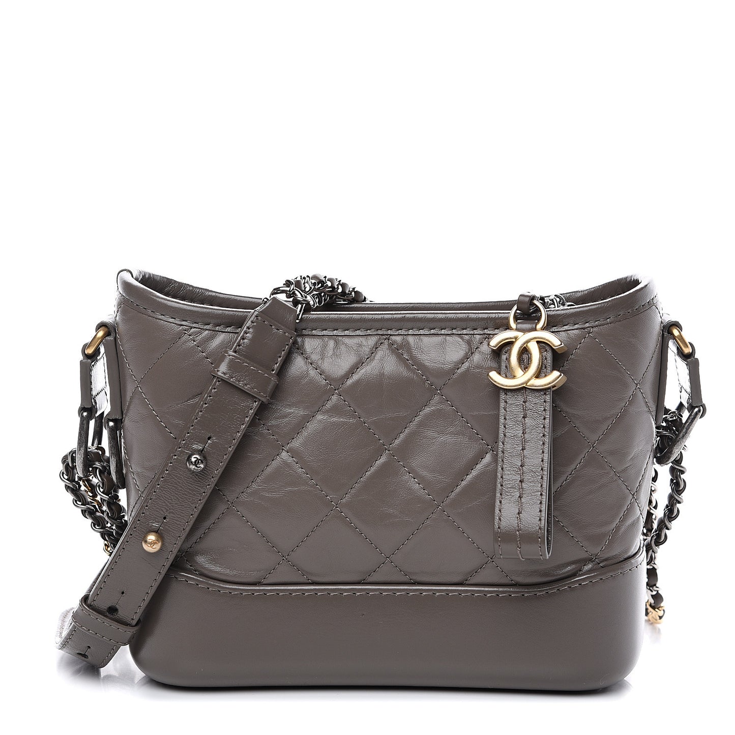 Aged Calfskin Quilted Small Gabrielle Hobo Grey