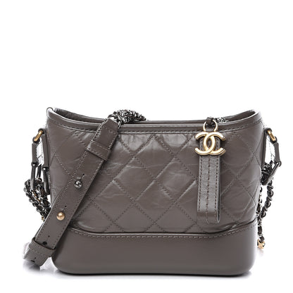 Chanel Aged Calfskin Quilted Small Gabrielle Hobo Grey 1 of 9