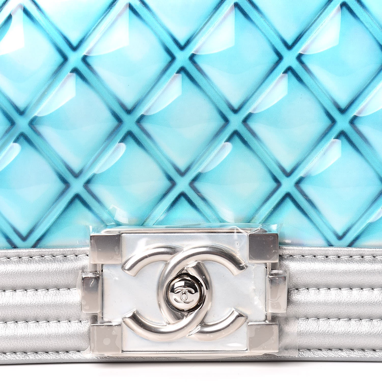 Chanel Metallic Lambskin PVC Quilted Small Boy Flap Blue 8 of 10