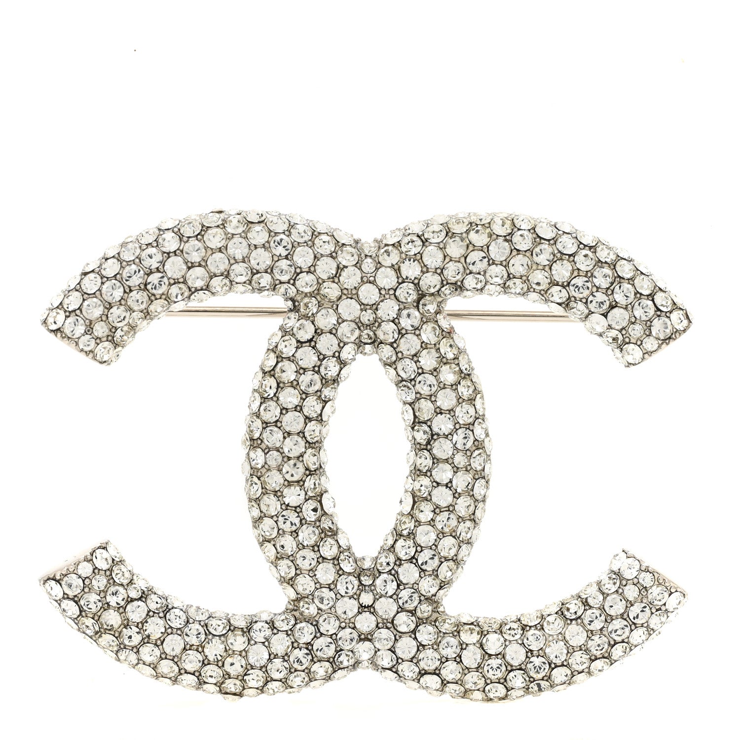 Chanel Crystal Large CC Brooch Silver 1 of 5