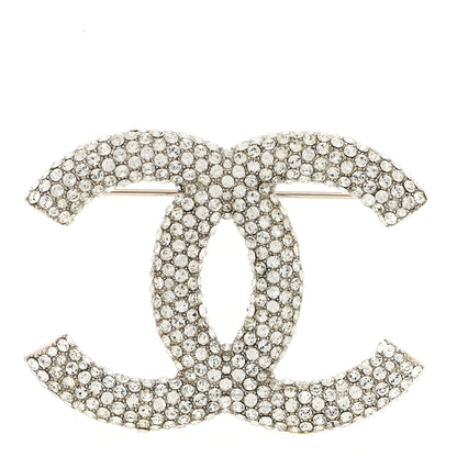 Chanel Crystal Large CC Brooch Silver 1 of 5
