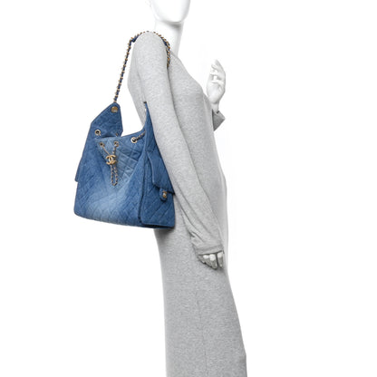 Chanel Washed Denim Quilted Medium Chanel 25 Handbag Blue 2 of 11