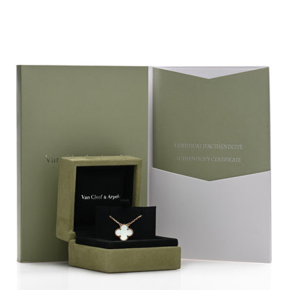 Van Cleef & Arpels 18K Yellow Gold Mother of Pearl Vintage Alhambra Pendant Necklace 5 of 5