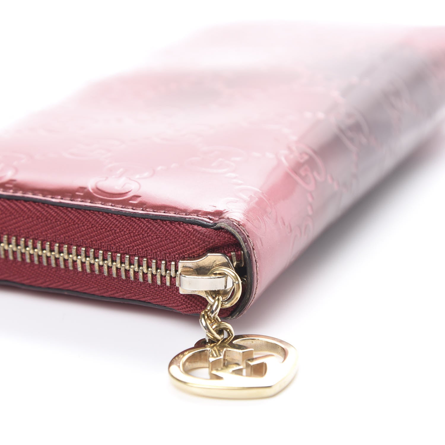 Gucci Shine Guccissima Margaux Calfskin Lovely Zip Around Wallet Tibet Red 14 of 14