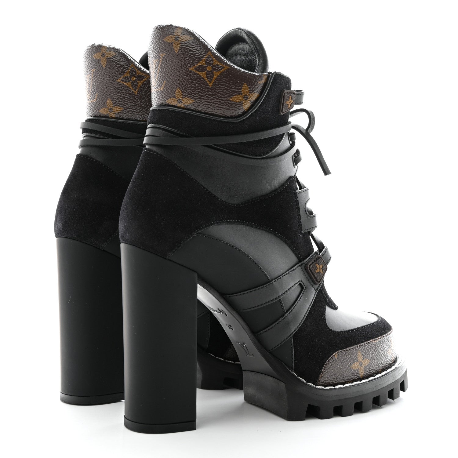 Louis Vuitton Suede Calfskin Monogram Star Trail Ankle Boots 38 Black 4 of 8