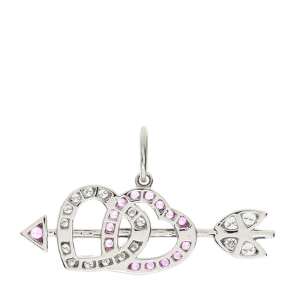 Tiffany Platinum Diamond Pink Sapphire Mini Hearts and Arrow Charm 3 of 4