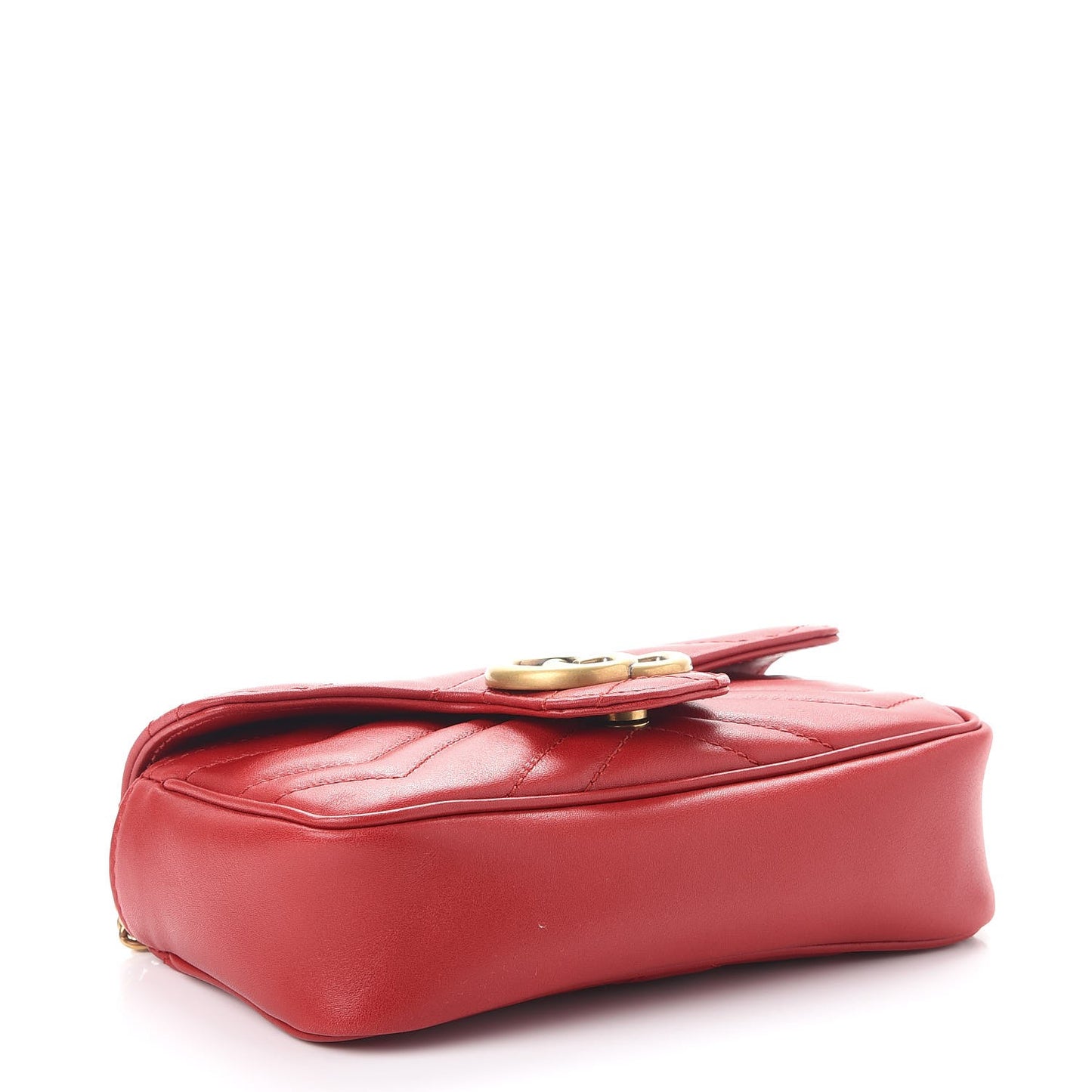 Calfskin Matelasse Super Mini GG Marmont Shoulder Bag Hibiscus Red