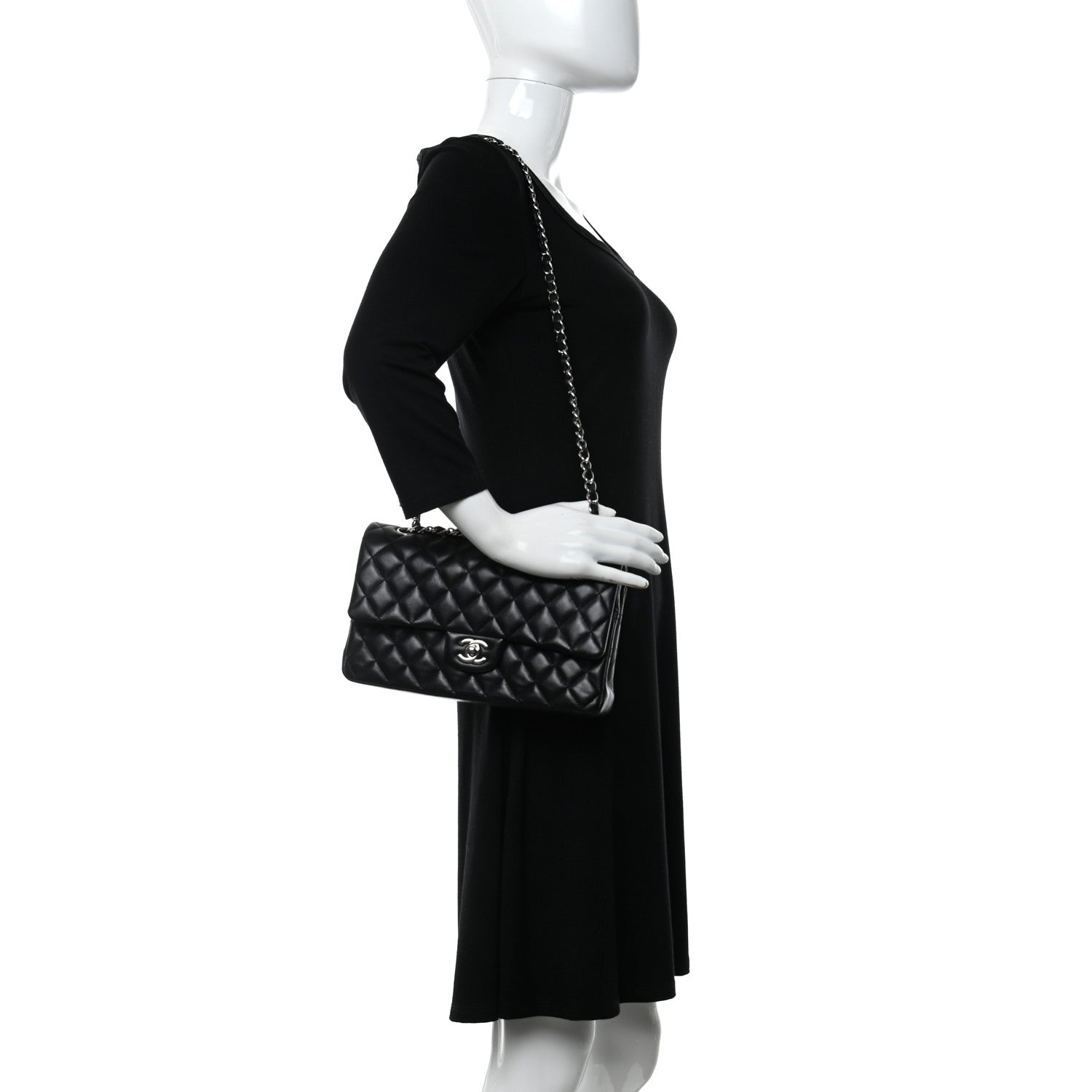 Chanel Lambskin Quilted Medium Double Flap Black 2 of 11