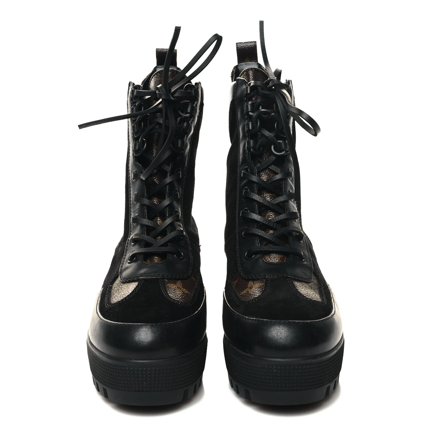 Suede Calfskin Monogram Laureate Platform Desert Boots 39 Black
