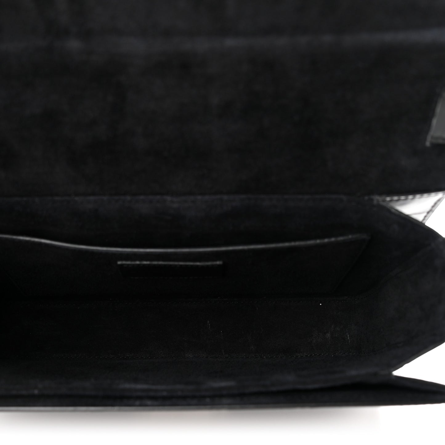 Calfskin Crocodile Embossed Medium Bellechasse Satchel Black