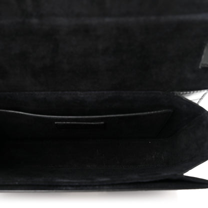Saint Laurent Calfskin Crocodile Embossed Medium Bellechasse Satchel Black 5 of 14