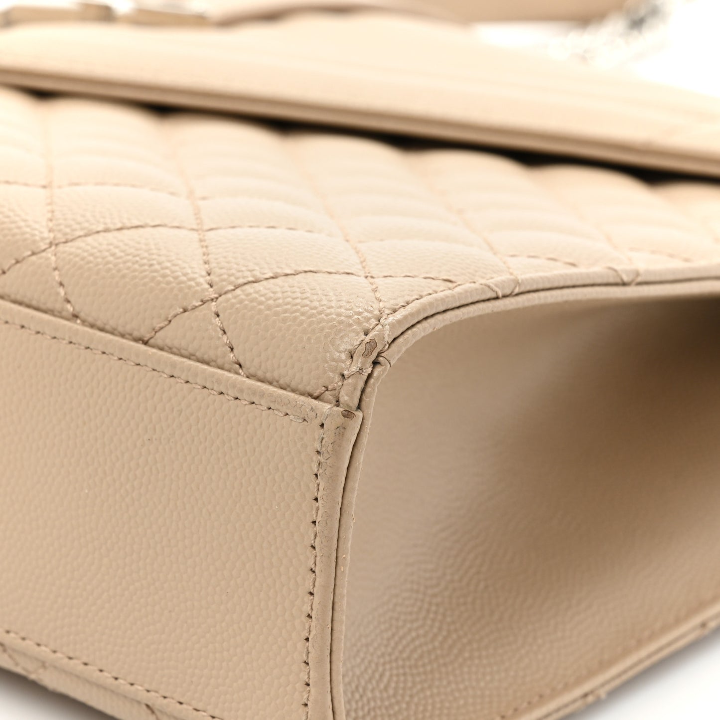 Grain De Poudre Mixed Matelasse Large Triquilt Monogram Satchel Dark Beige
