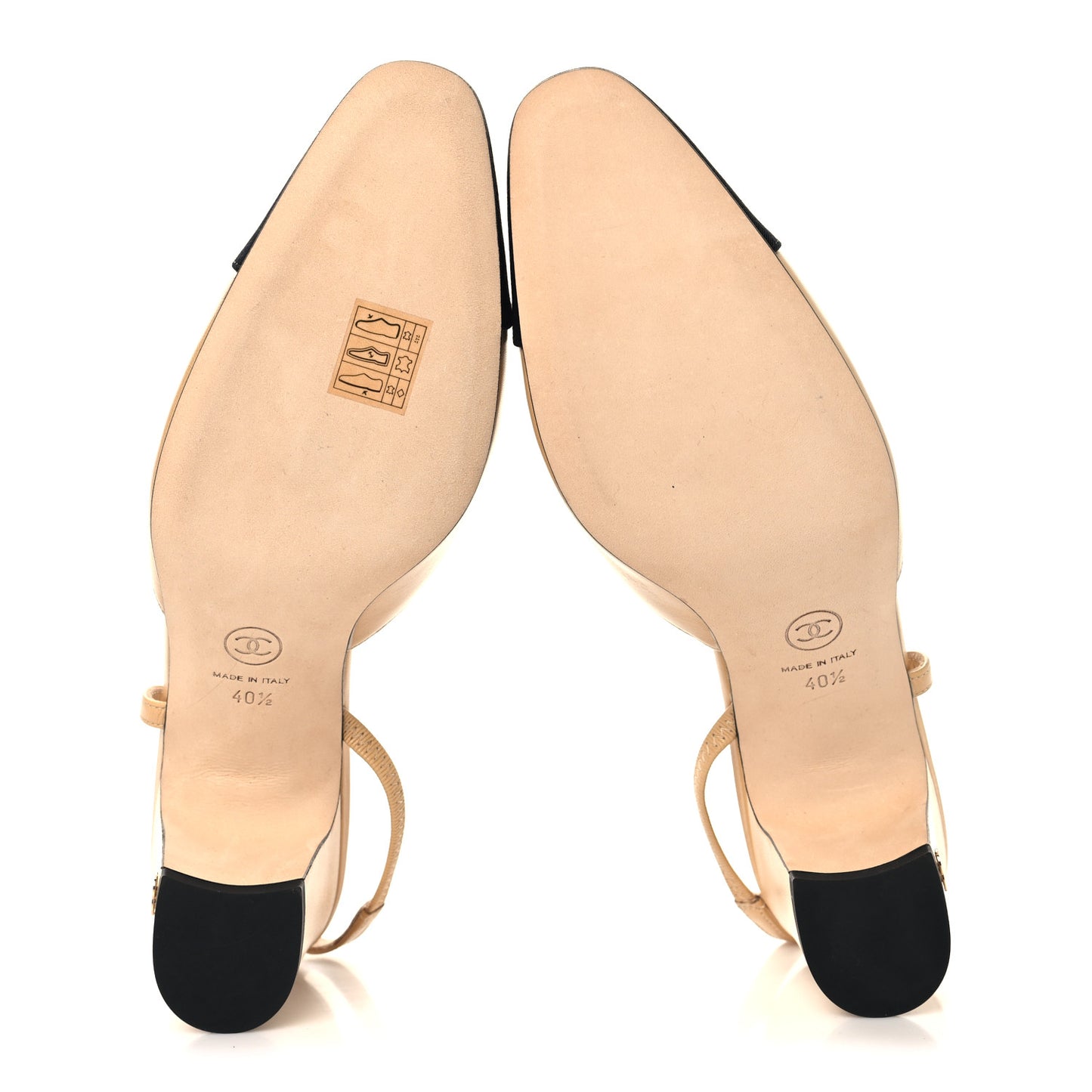 Goatskin Grosgrain Cap Toe CC Slingback Pumps 40.5 Beige Black