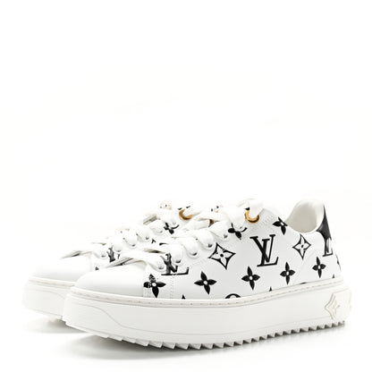 Louis Vuitton Calfskin Monogram Debossed Time Out Sneakers 37 Black 3 of 9