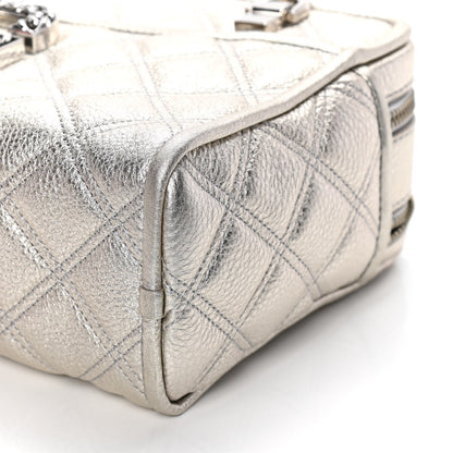 Marc Jacobs Metallic Grained Calfskin Quilted Double Stitched The Status Shoulder Bag Platinum 13 of 13