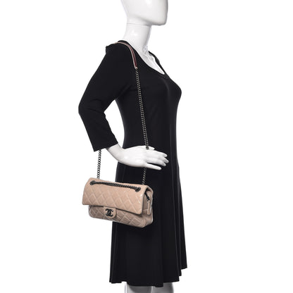 Chanel Glazed Calfskin Quilted Medium Duo Flap Beige 2 of 11