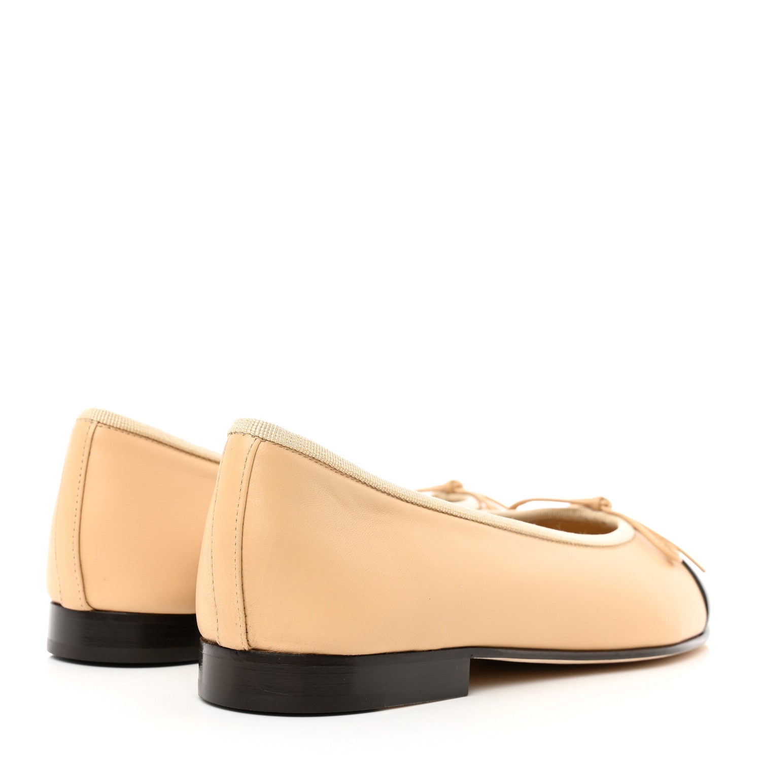 Chanel Lambskin Cap Toe CC Ballerina Flats 36 Beige Black 4 of 9