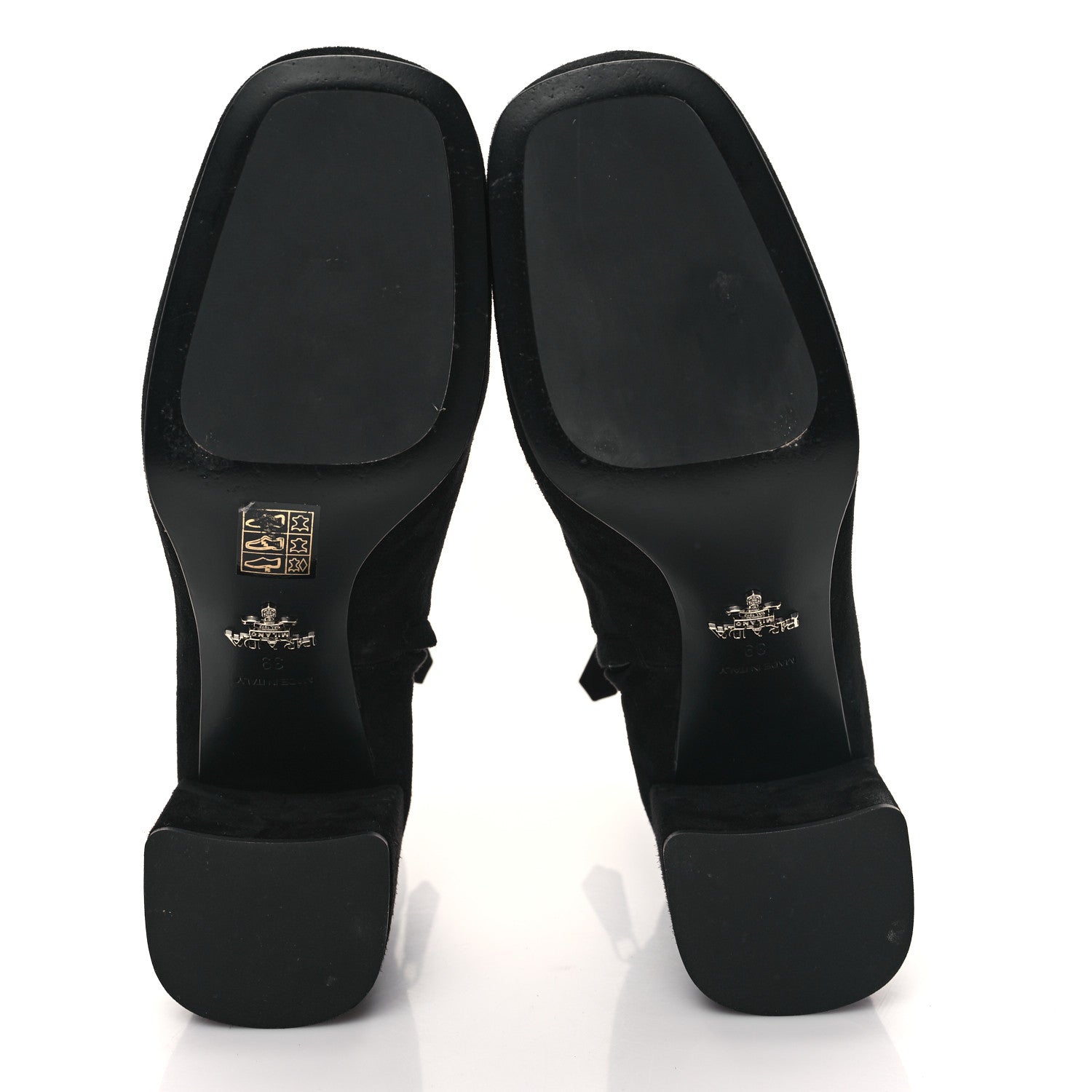 Prada Velvet Metal Triangle Logo Zip 65mm Boots 39 Black 5 of 10