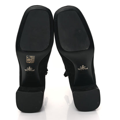 Prada Velvet Metal Triangle Logo Zip 65mm Boots 39 Black 5 of 10
