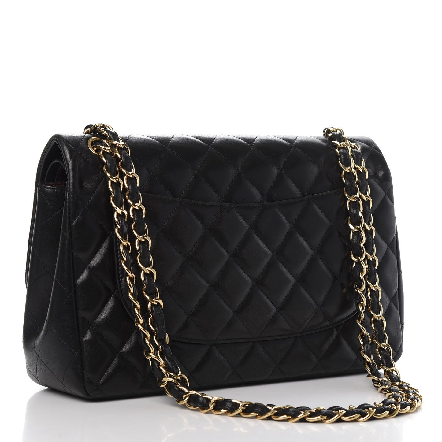 Lambskin Quilted Jumbo Double Flap Black