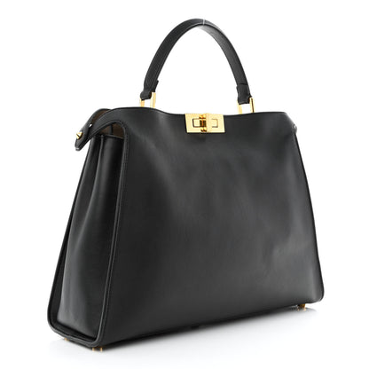 Fendi Vitello Tahiti Burro Large Peekaboo Iconic Essentially Satchel Black Corda 3 of 11
