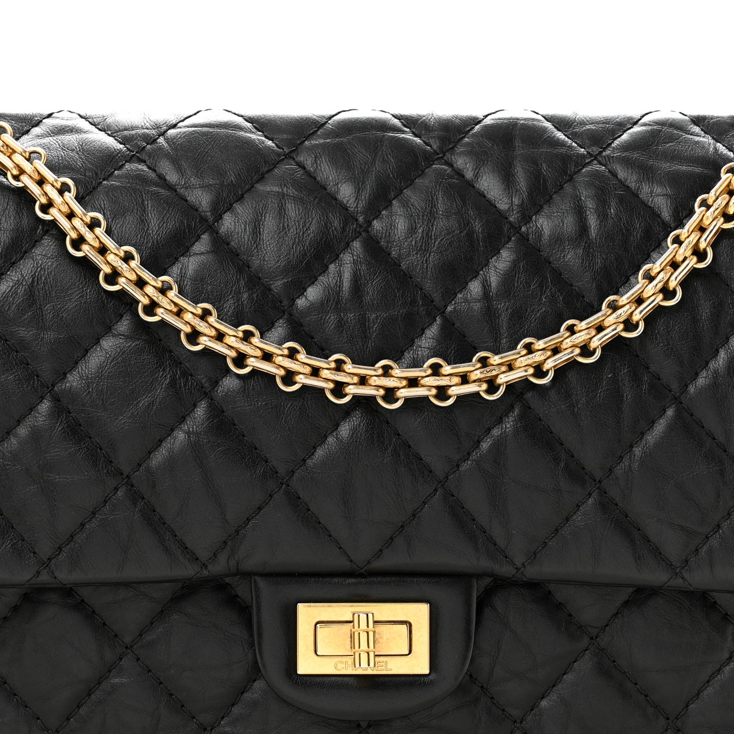 Aged Calfskin Quilted 2.55 Reissue 226 Flap Black