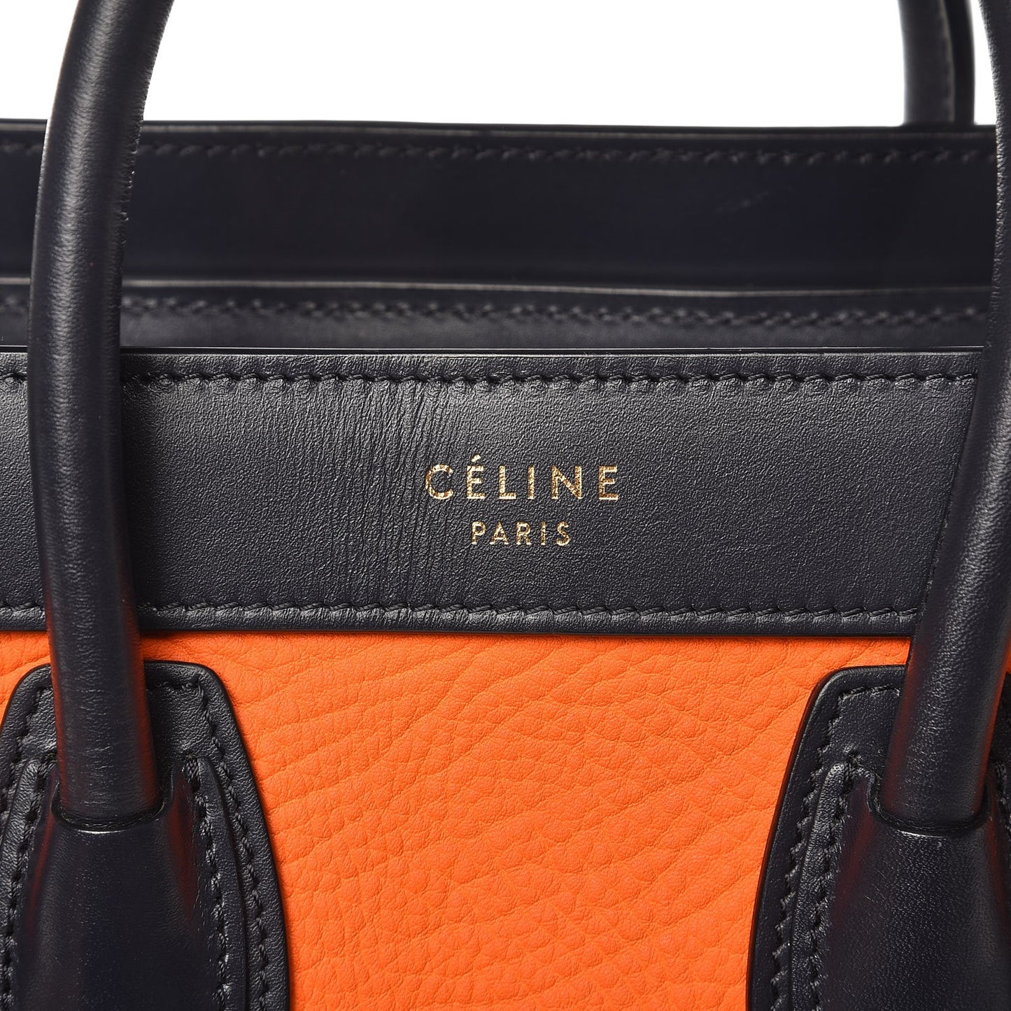 Elephant Calfskin Nano Tri-Color Luggage Bright Orange