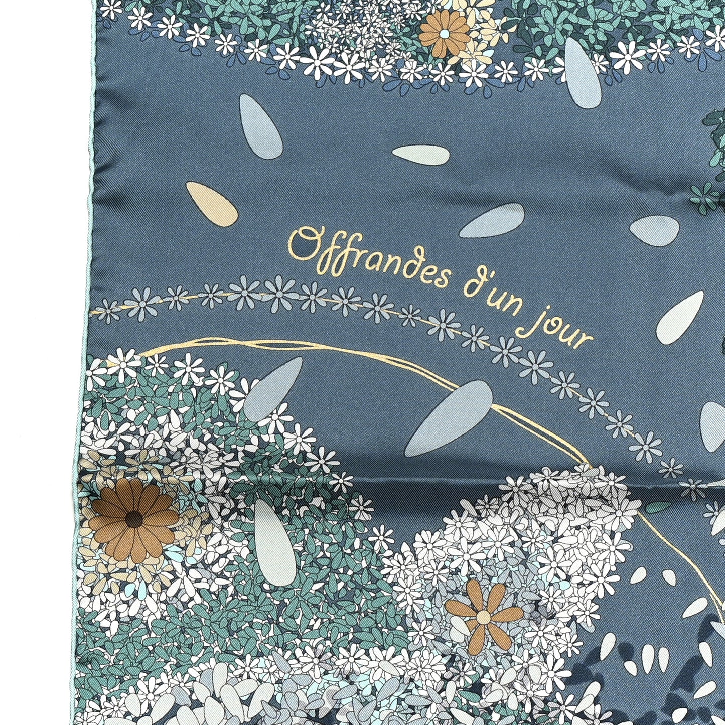 Silk Offrandes D'Un Jour Scarf 90 Ardoise Gris Bleute Turquoise