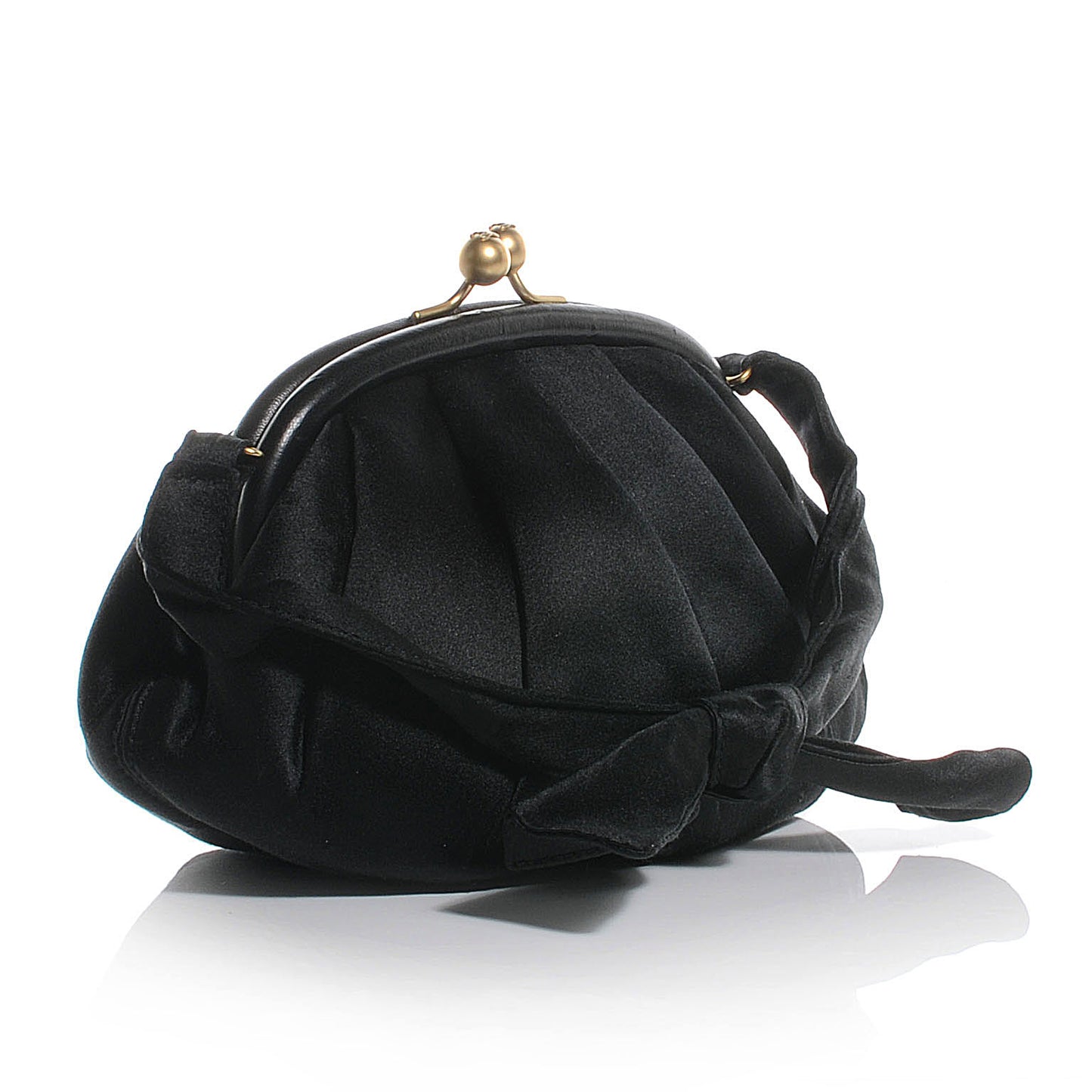 Satin Pleated Evening Clutch Bag Black