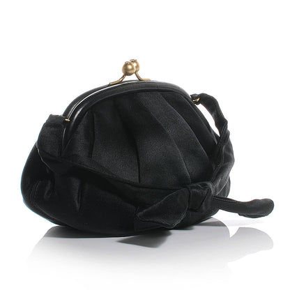 Chanel Satin Pleated Evening Clutch Bag Black 3 of 7