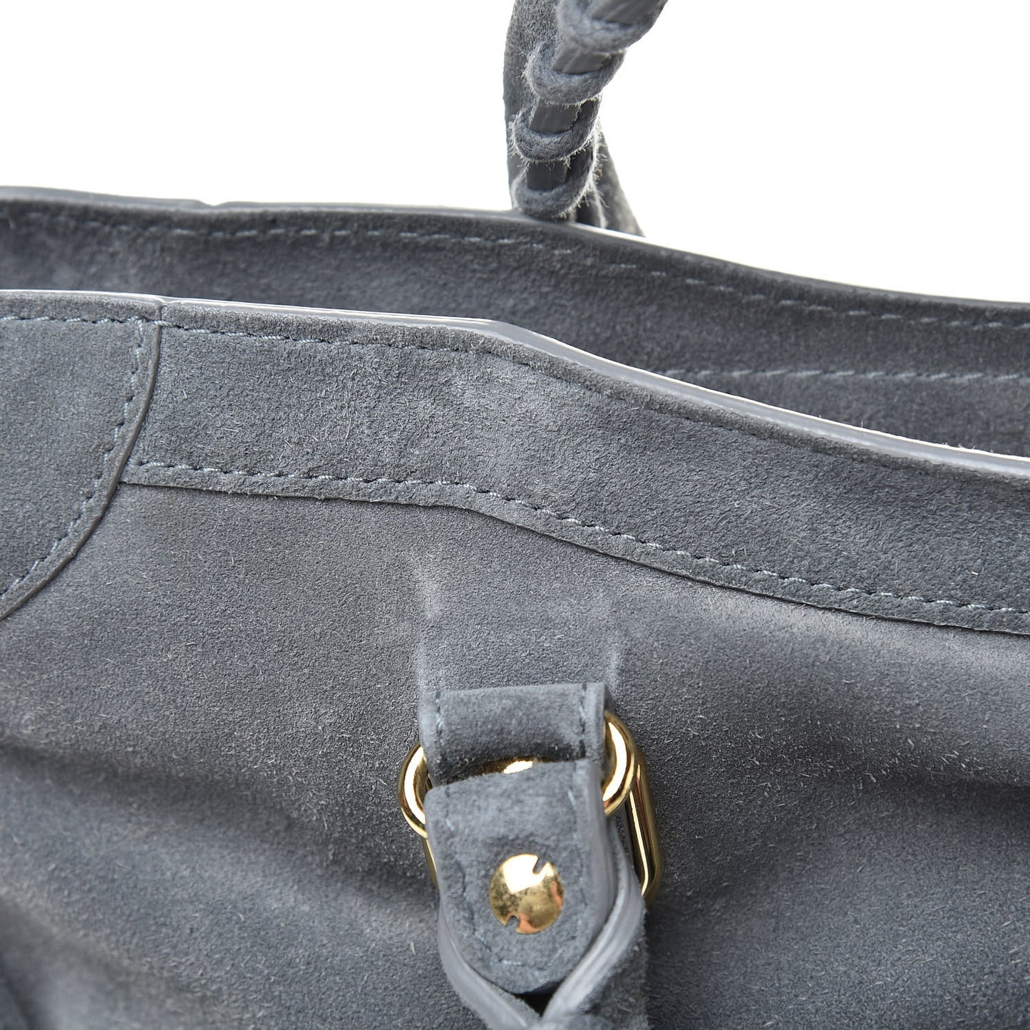 Baby Daim Suede Gold Metallic Edge Hardware City Gris Plomb