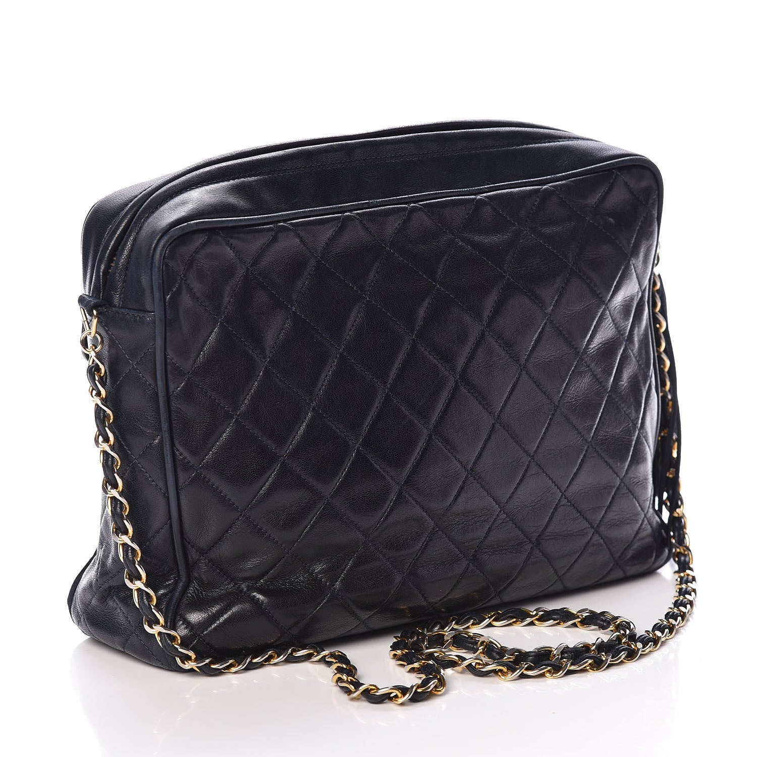 Chanel Lambskin Quilted Tassel Camera Case Navy 3 of 14