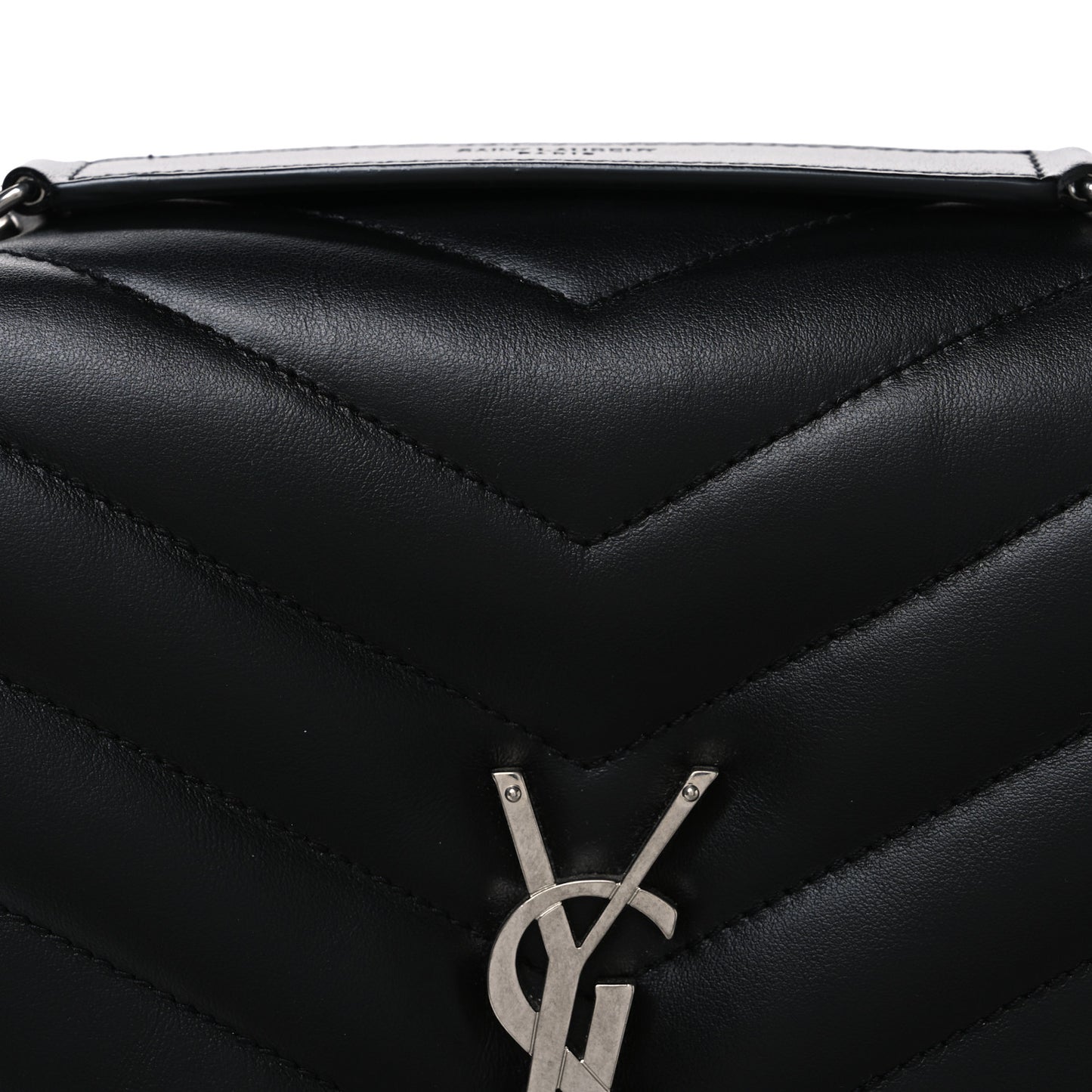 Calfskin Y Quilted Monogram Medium Loulou Chain Satchel Black