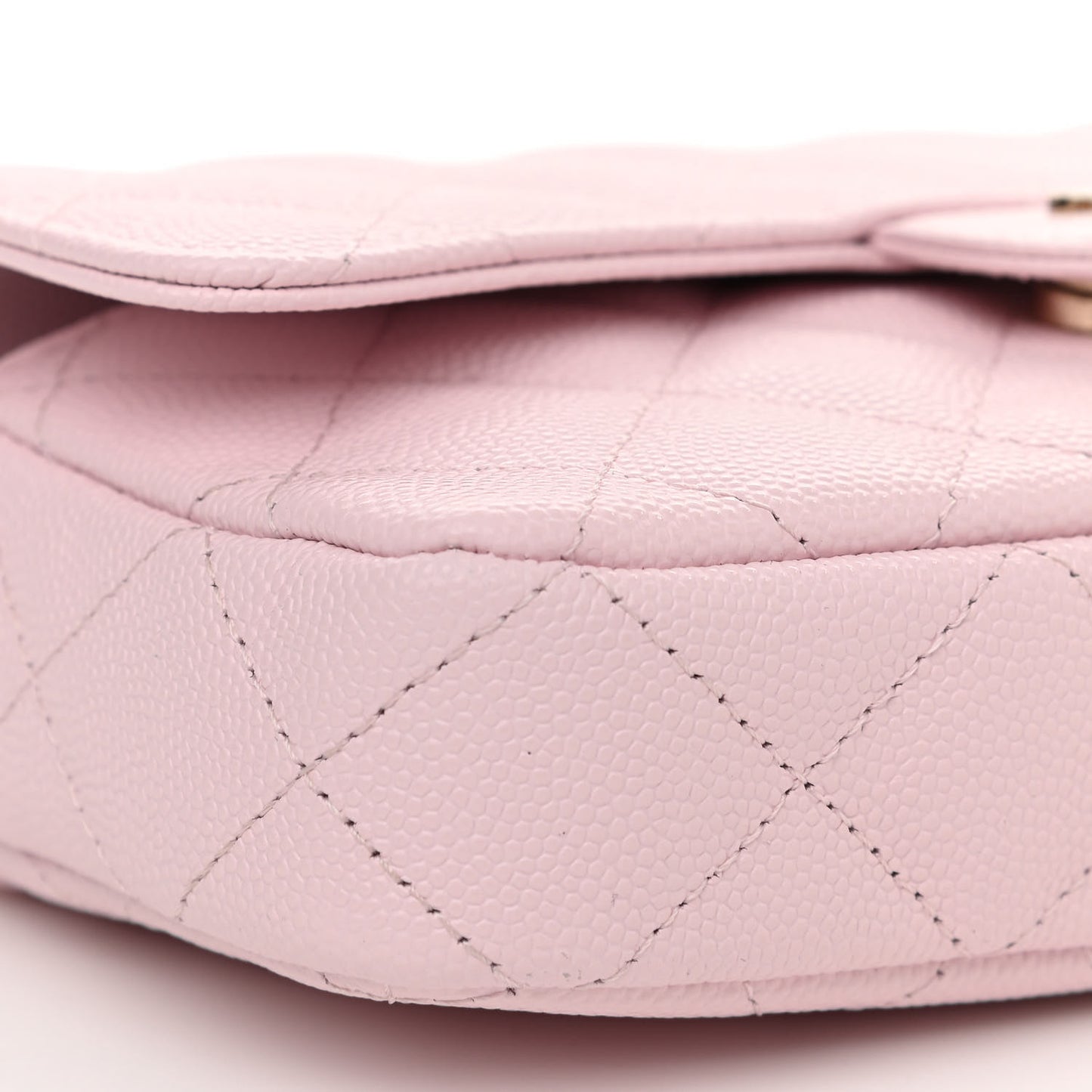 Caviar Quilted Flap Phone Holder With Chain Light Pink