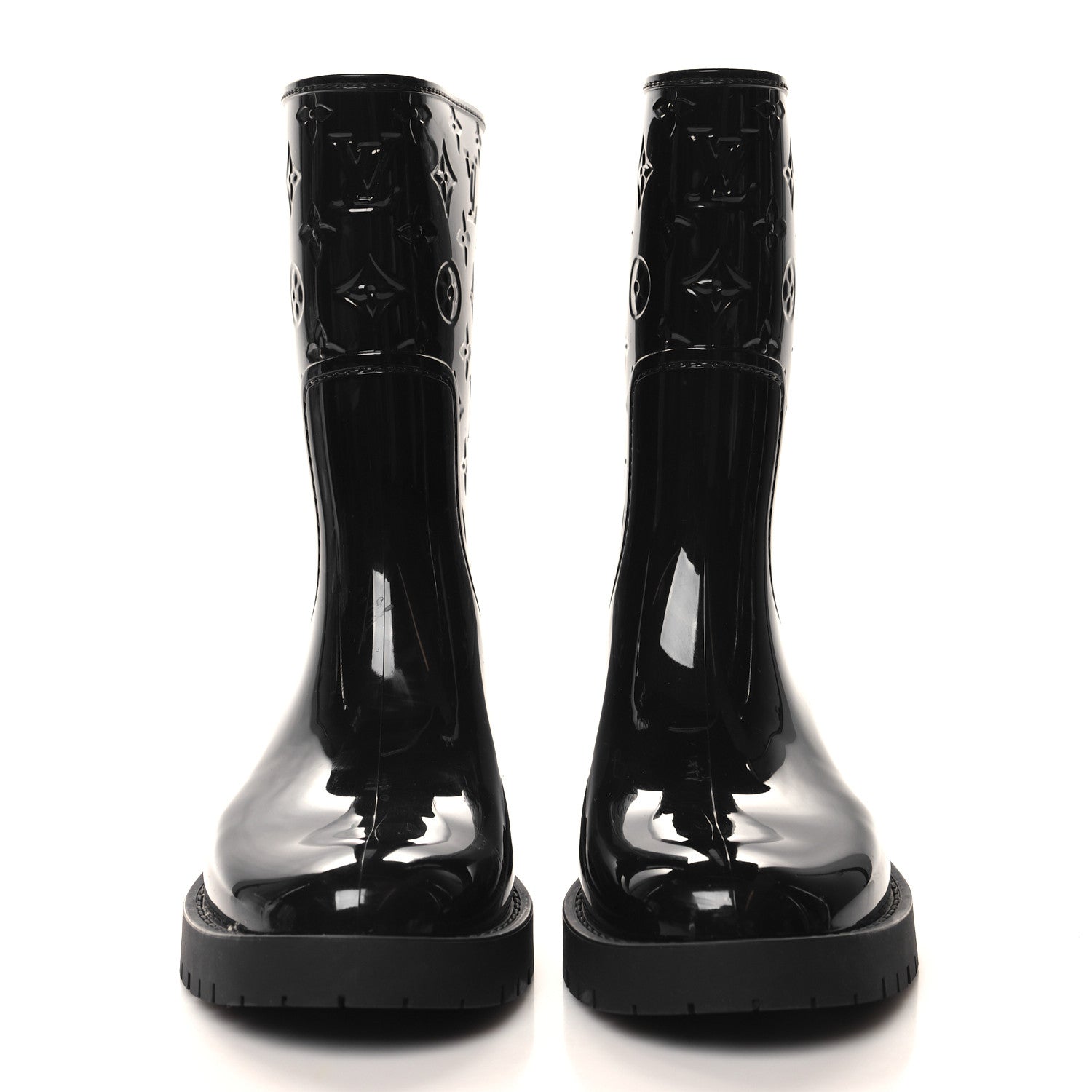 Louis Vuitton Rubber Embossed Monogram Splash Rain Short Boots 38 Black 2 of 7